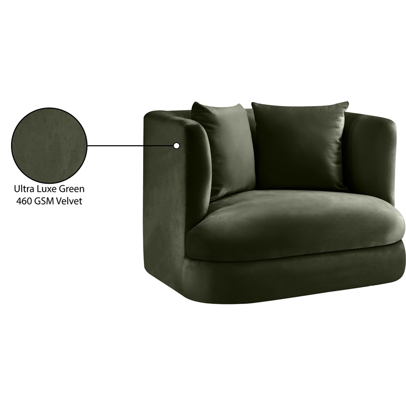 Bowery Hill Contemporary Solid Wood Frame Green Durable Velvet Accent Chair