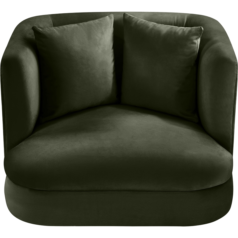 Bowery Hill Contemporary Solid Wood Frame Green Durable Velvet Accent Chair