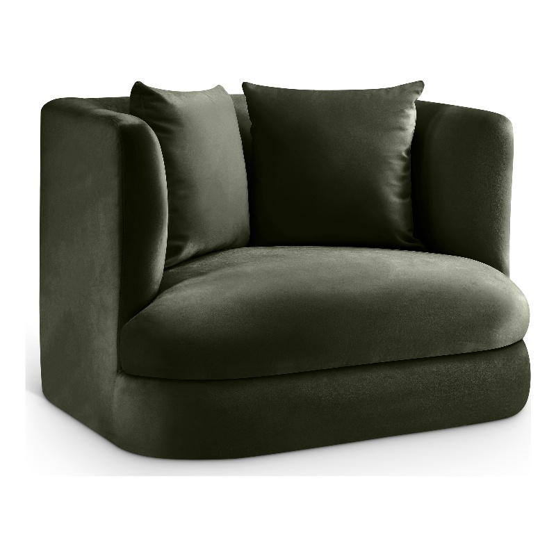 Bowery Hill Contemporary Solid Wood Frame Green Durable Velvet Accent Chair