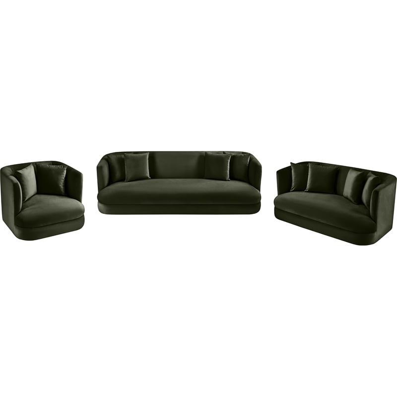 Bowery Hill Contemporary Solid Wood Frame Green Durable Velvet Sofa