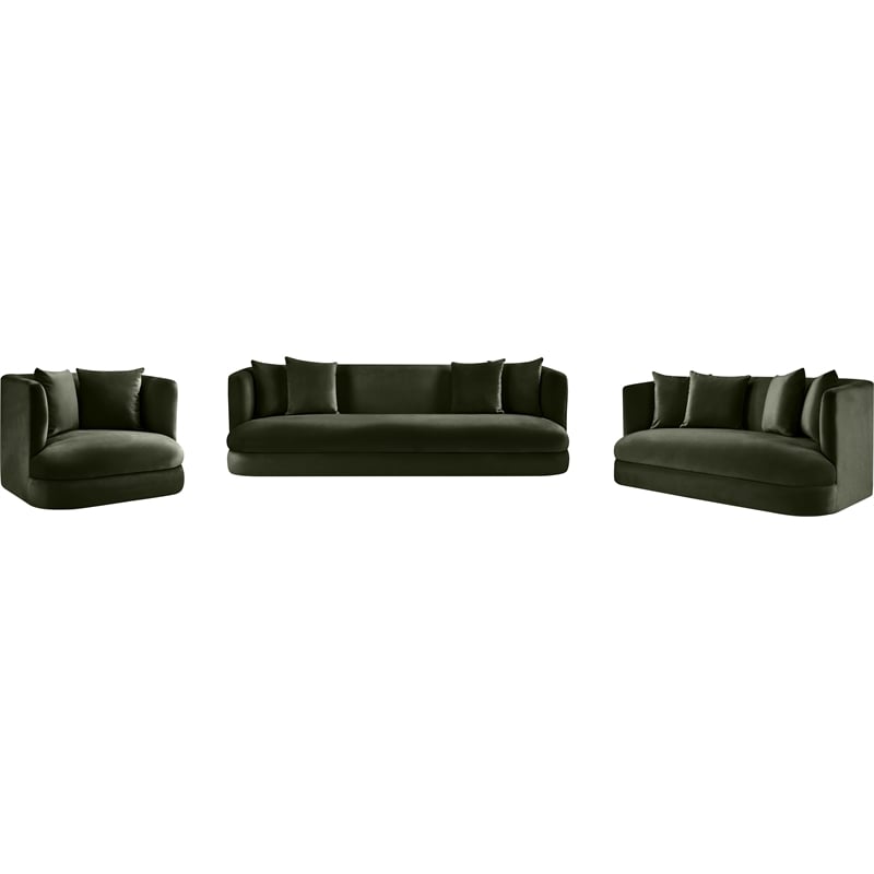 Bowery Hill Contemporary Solid Wood Frame Green Durable Velvet Sofa