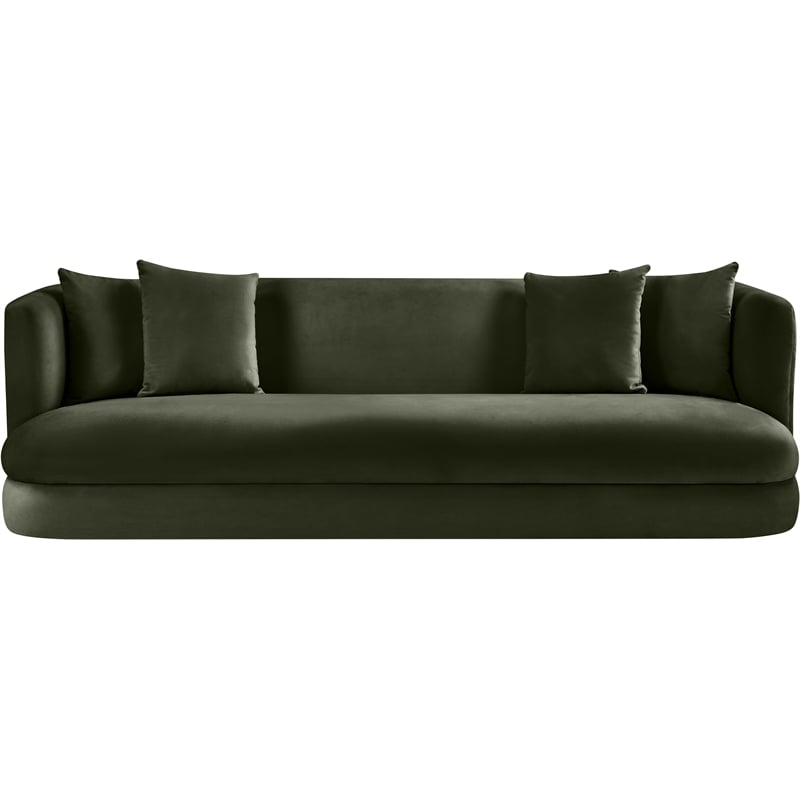 Bowery Hill Contemporary Solid Wood Frame Green Durable Velvet Sofa