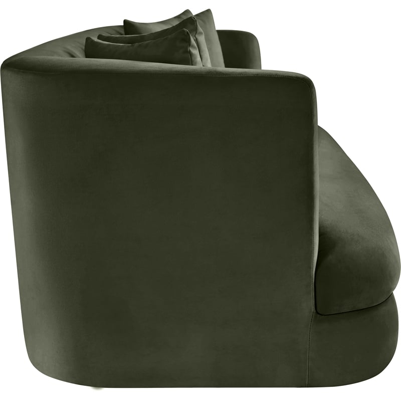 Bowery Hill Contemporary Solid Wood Frame Green Durable Velvet Sofa