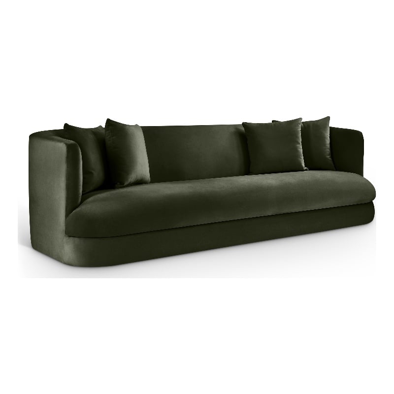 Bowery Hill Contemporary Solid Wood Frame Green Durable Velvet Sofa