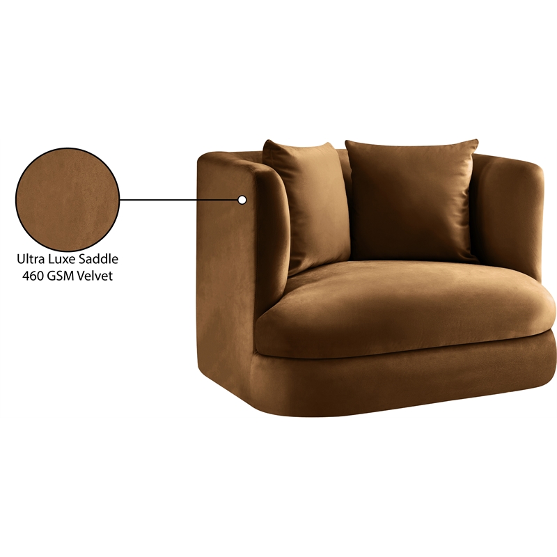Bowery Hill Contemporary Solid Wood Frame Saddle Durable Velvet Accent Chair