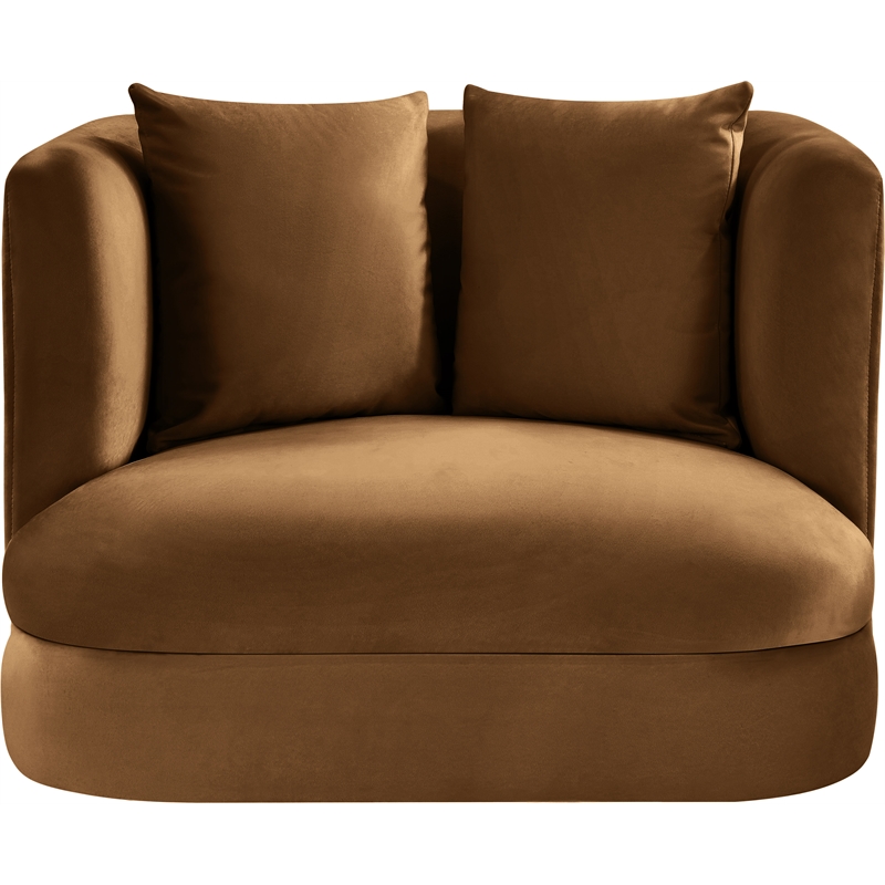 Bowery Hill Contemporary Solid Wood Frame Saddle Durable Velvet Accent Chair