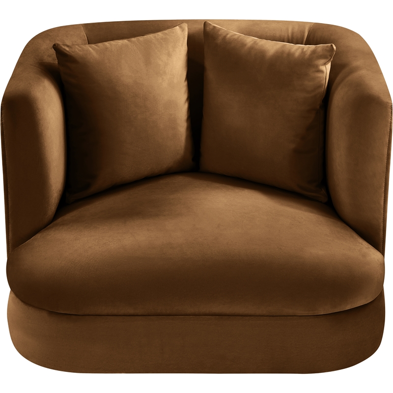 Bowery Hill Contemporary Solid Wood Frame Saddle Durable Velvet Accent Chair