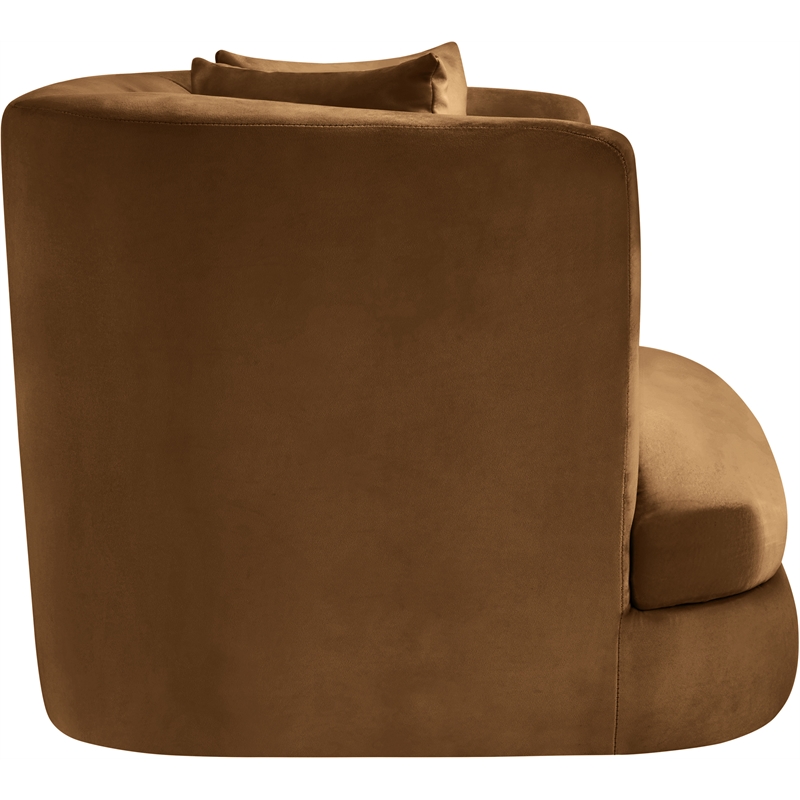 Bowery Hill Contemporary Solid Wood Frame Saddle Durable Velvet Accent Chair