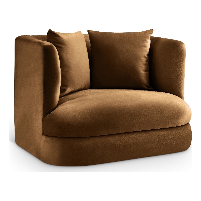 Bowery Hill Contemporary Solid Wood Frame Saddle Durable Velvet Accent Chair