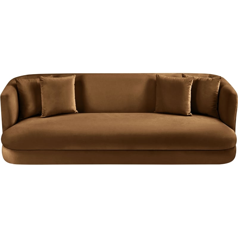 Bowery Hill Contemporary Solid Wood Frame Saddle Durable Velvet Sofa