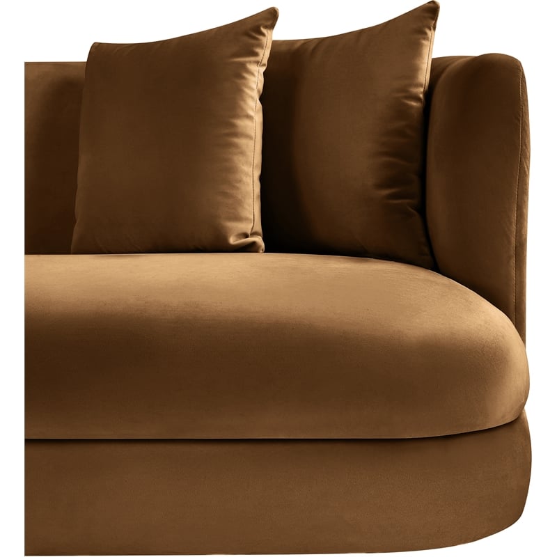 Bowery Hill Contemporary Solid Wood Frame Saddle Durable Velvet Sofa