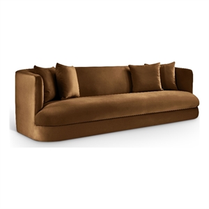 Bowery Hill Contemporary Solid Wood Frame Saddle Durable Velvet Sofa