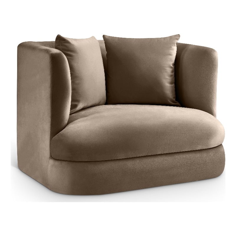 Bowery Hill Contemporary Solid Wood Frame Taupe Durable Velvet Accent Chair