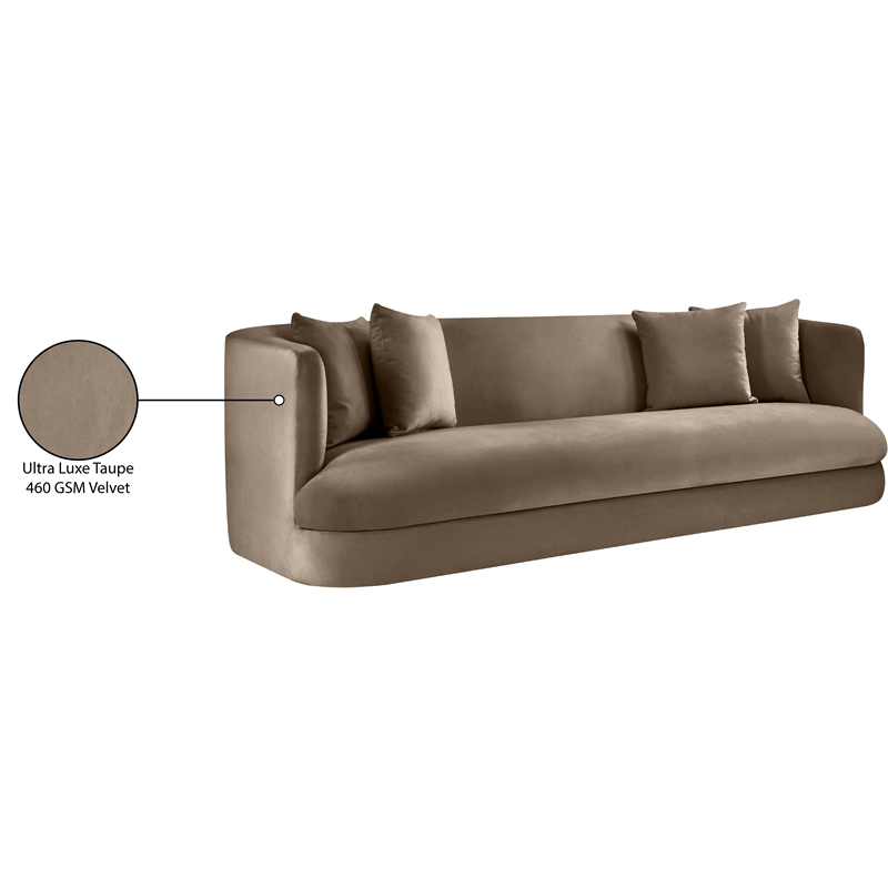 Bowery Hill Contemporary Solid Wood Frame Taupe Durable Velvet Sofa