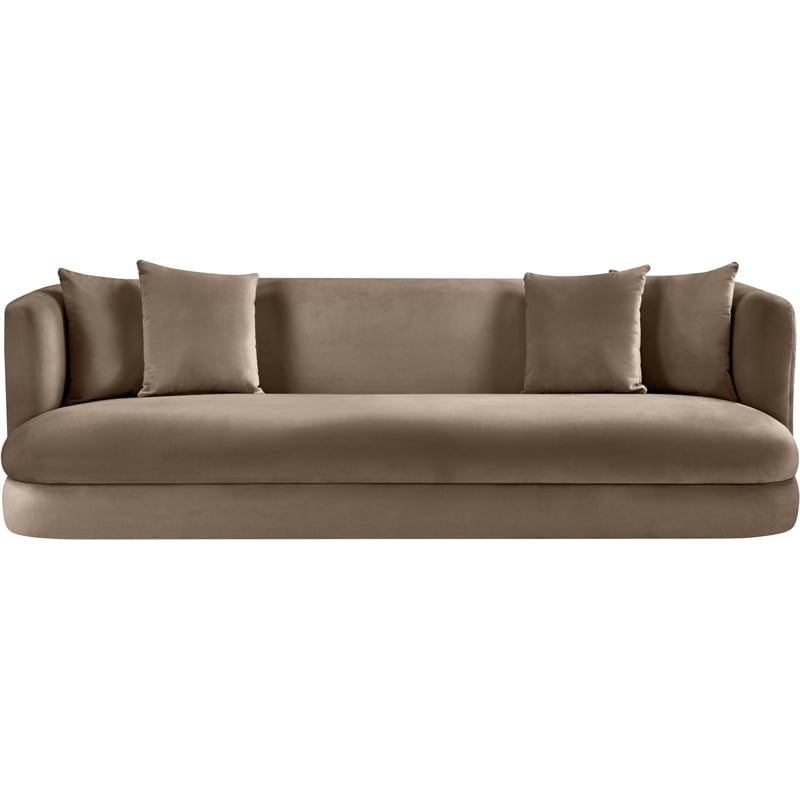 Bowery Hill Contemporary Solid Wood Frame Taupe Durable Velvet Sofa