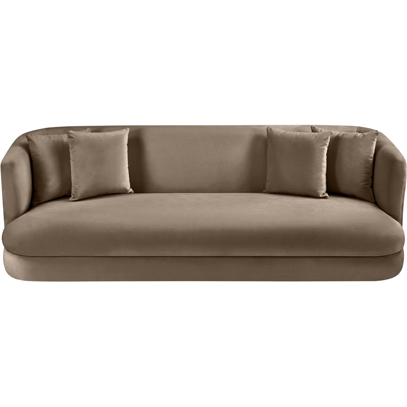 Bowery Hill Contemporary Solid Wood Frame Taupe Durable Velvet Sofa