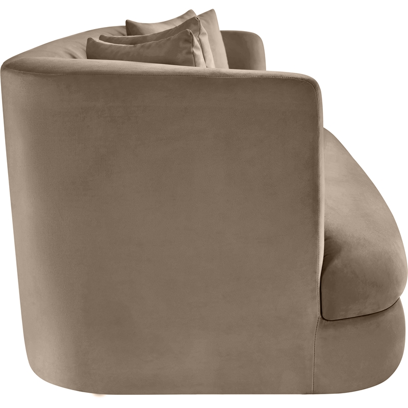 Bowery Hill Contemporary Solid Wood Frame Taupe Durable Velvet Sofa