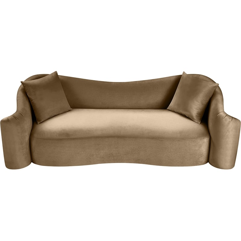 Bowery Hill Contemporary Rich Curves Beige Durable Velvet Sofa