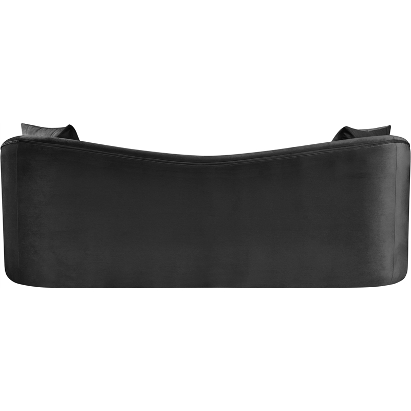 Bowery Hill Contemporary Rich Curves Black Durable Velvet Sofa