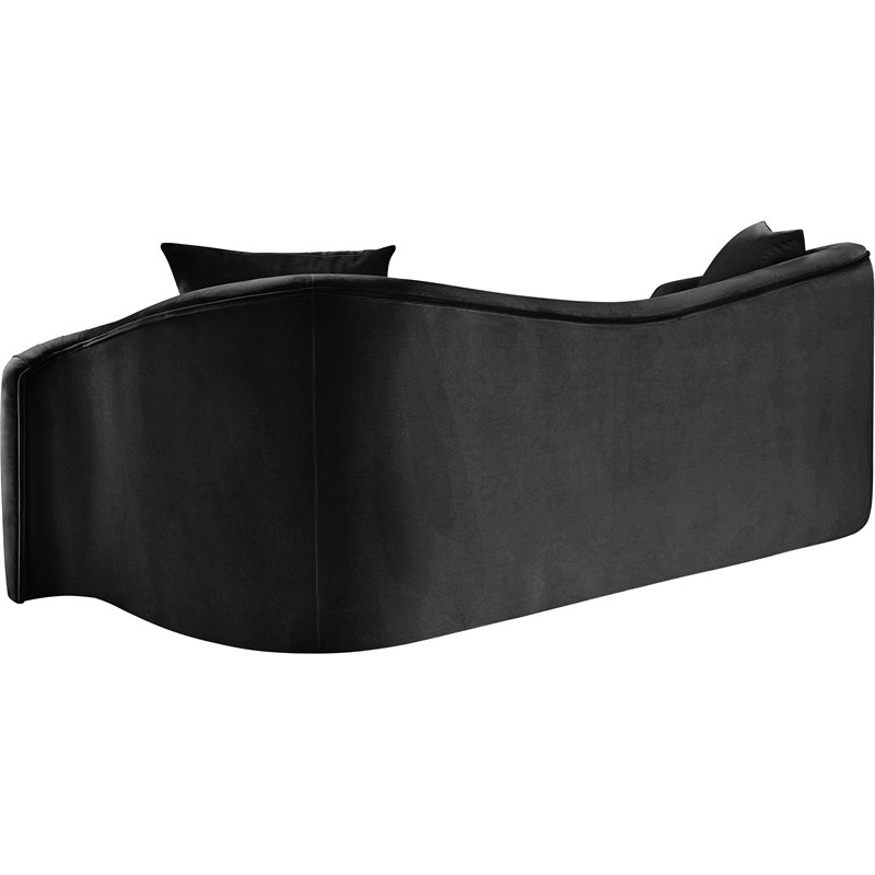 Bowery Hill Contemporary Rich Curves Black Durable Velvet Sofa