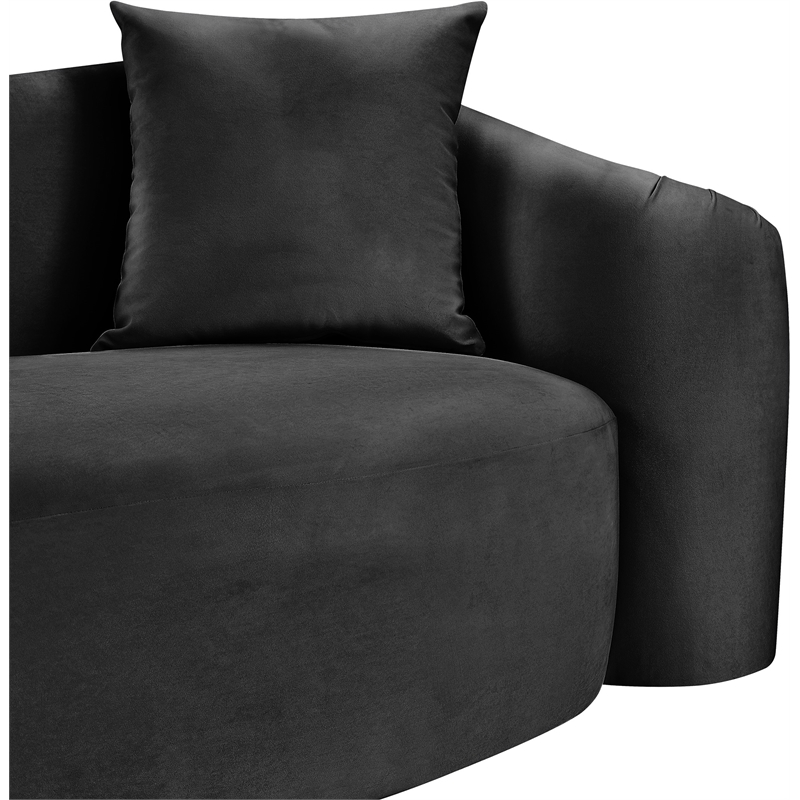 Bowery Hill Contemporary Rich Curves Black Durable Velvet Sofa