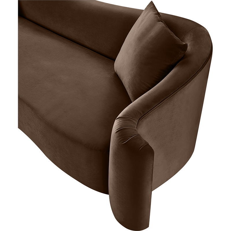 Bowery Hill Contemporary Rich Curves Brown Durable Velvet Sofa