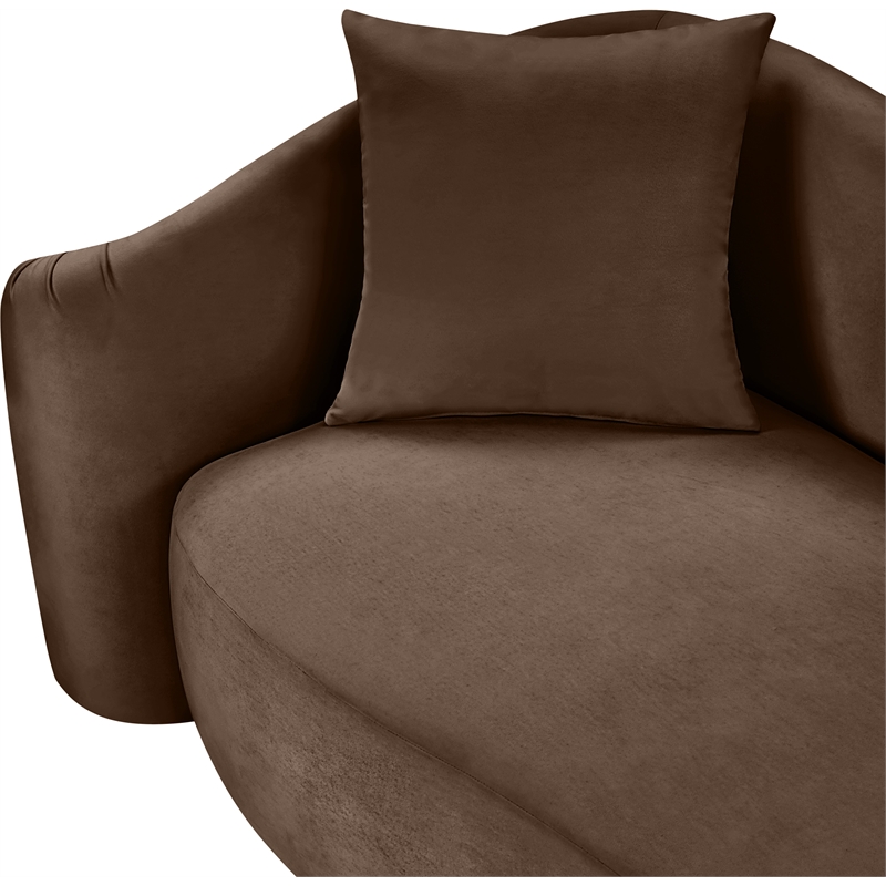 Bowery Hill Contemporary Rich Curves Brown Durable Velvet Sofa