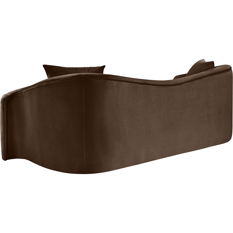 Bowery Hill Contemporary Rich Curves Brown Durable Velvet Sofa