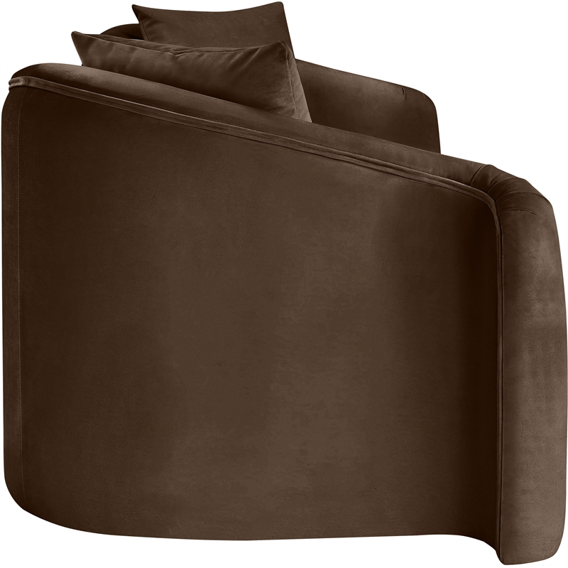 Bowery Hill Contemporary Rich Curves Brown Durable Velvet Sofa