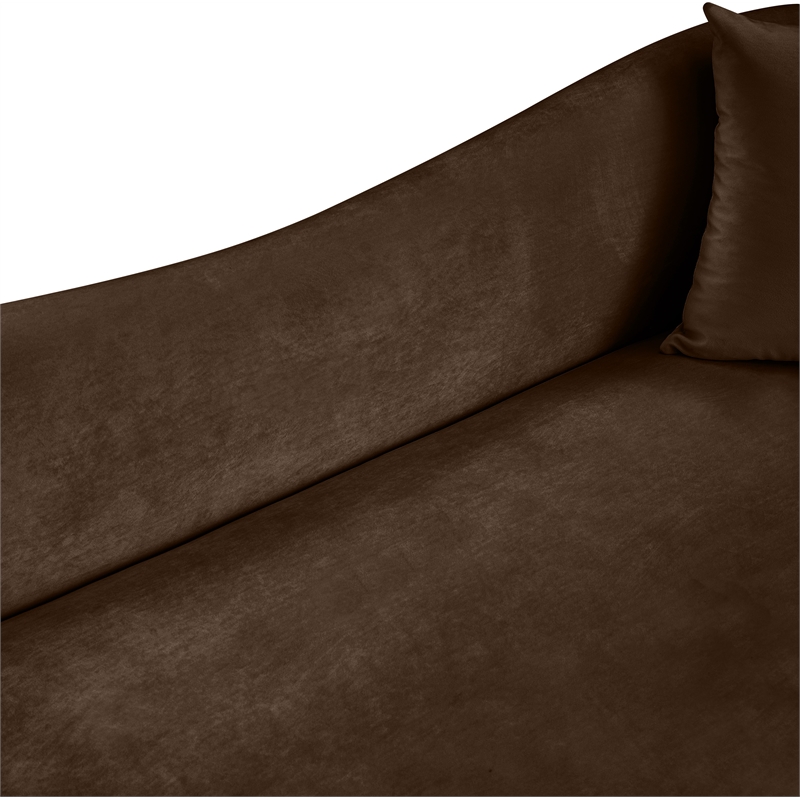 Bowery Hill Contemporary Rich Curves Brown Durable Velvet Sofa