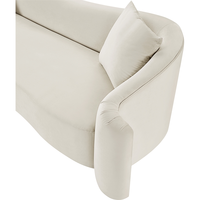 Bowery Hill Contemporary Rich Curves Cream Durable Velvet Sofa