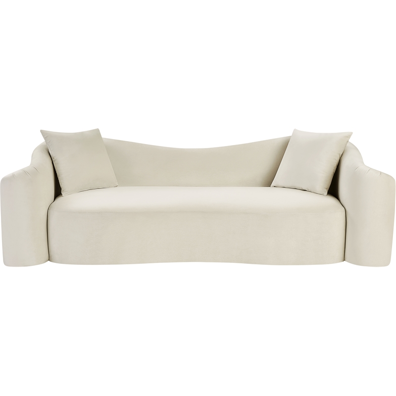 Bowery Hill Contemporary Rich Curves Cream Durable Velvet Sofa