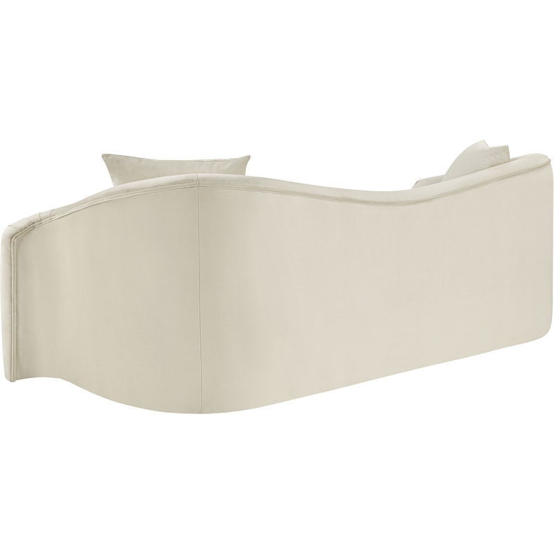 Bowery Hill Contemporary Rich Curves Cream Durable Velvet Sofa