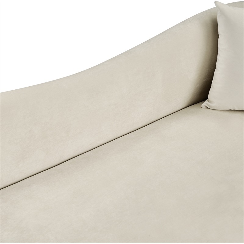 Bowery Hill Contemporary Rich Curves Cream Durable Velvet Sofa