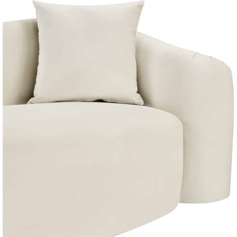 Bowery Hill Contemporary Rich Curves Cream Durable Velvet Sofa