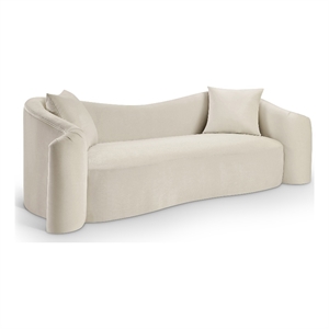 Bowery Hill Contemporary Rich Curves Cream Durable Velvet Sofa