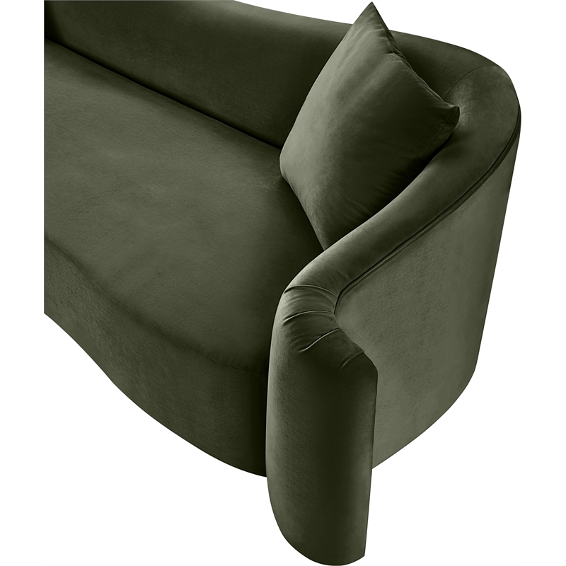 Bowery Hill Contemporary Rich Curves Green Durable Velvet Sofa