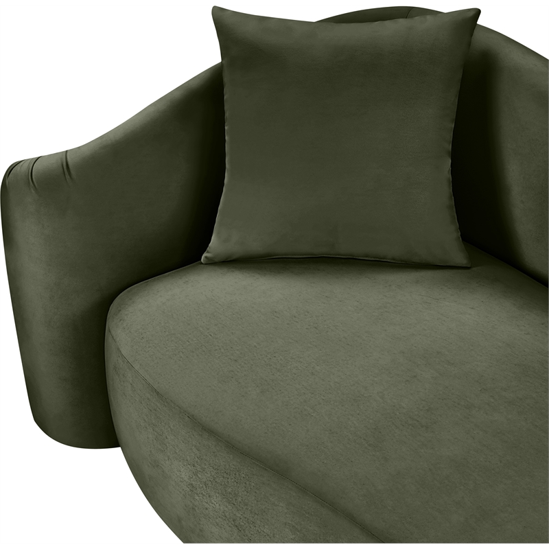 Bowery Hill Contemporary Rich Curves Green Durable Velvet Sofa
