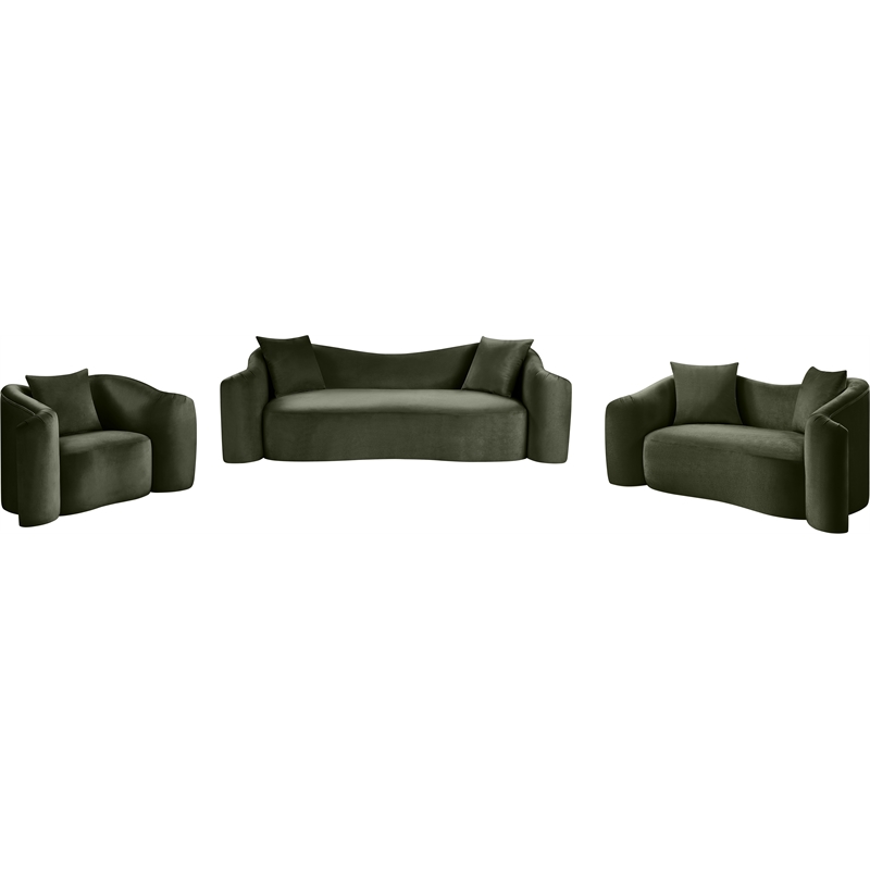 Bowery Hill Contemporary Rich Curves Green Durable Velvet Sofa
