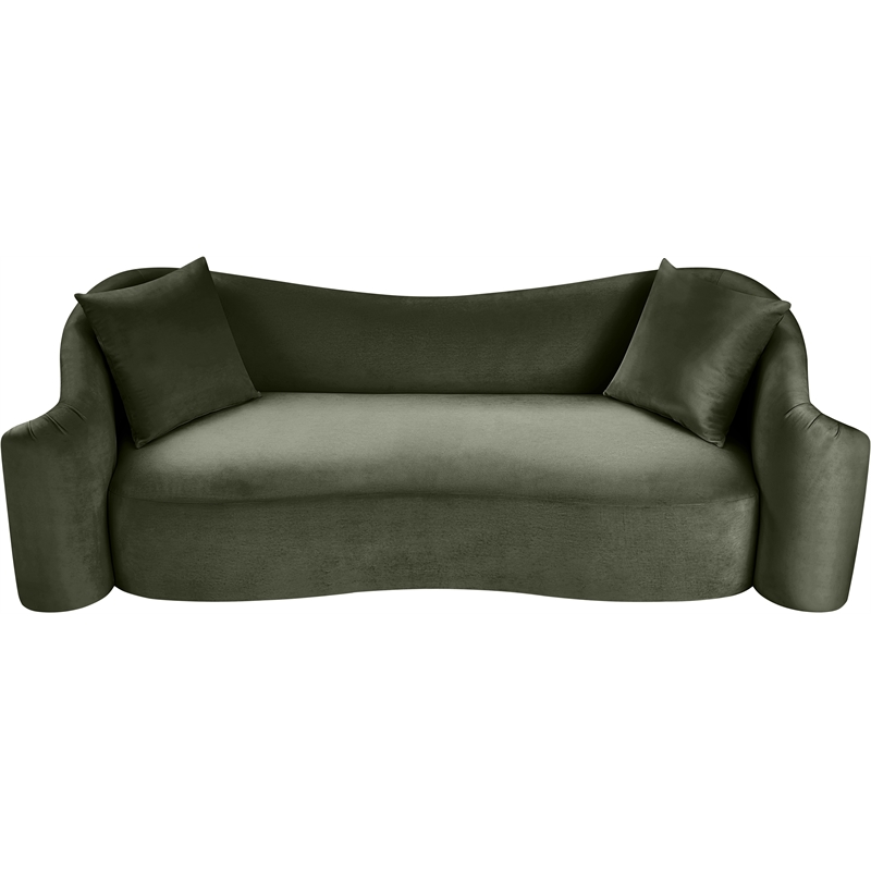 Bowery Hill Contemporary Rich Curves Green Durable Velvet Sofa