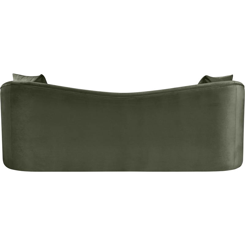 Bowery Hill Contemporary Rich Curves Green Durable Velvet Sofa