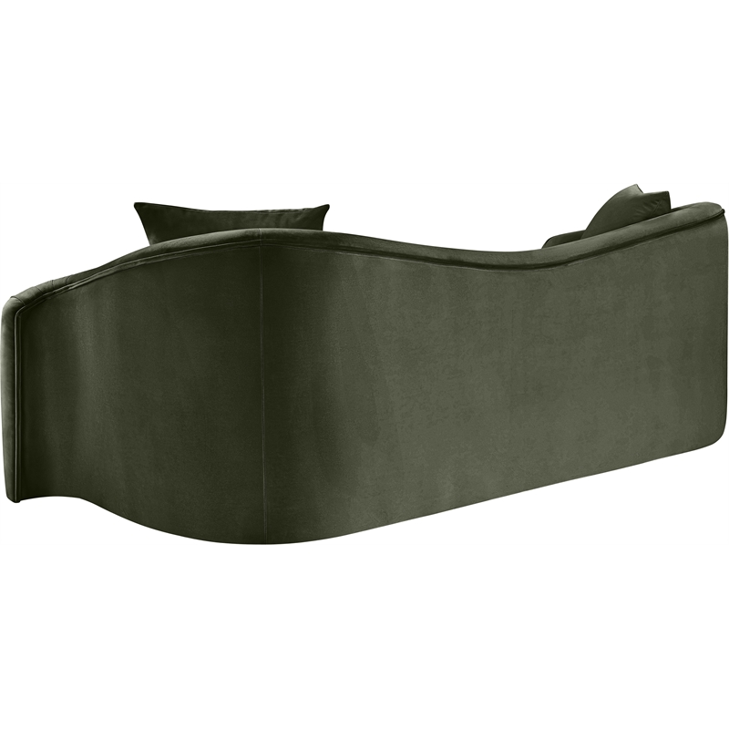 Bowery Hill Contemporary Rich Curves Green Durable Velvet Sofa