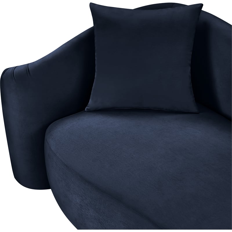 Bowery Hill Contemporary Rich Curves Navy Durable Velvet Sofa