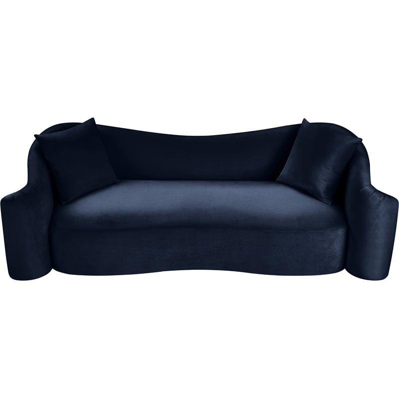 Bowery Hill Contemporary Rich Curves Navy Durable Velvet Sofa