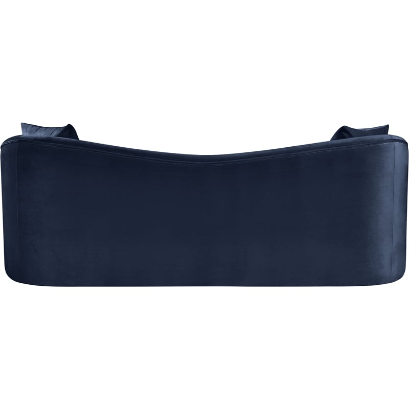 Bowery Hill Contemporary Rich Curves Navy Durable Velvet Sofa