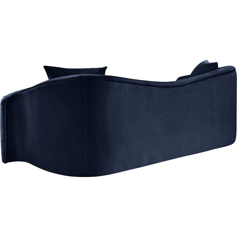 Bowery Hill Contemporary Rich Curves Navy Durable Velvet Sofa