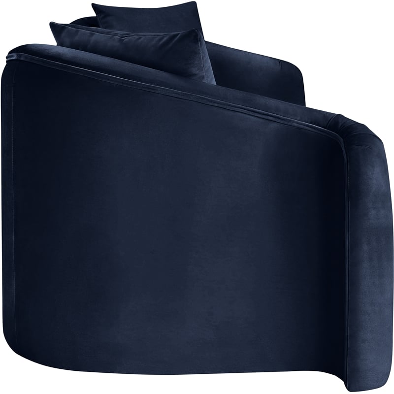 Bowery Hill Contemporary Rich Curves Navy Durable Velvet Sofa