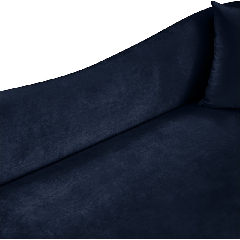 Bowery Hill Contemporary Rich Curves Navy Durable Velvet Sofa