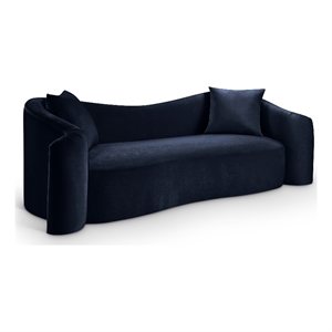 Bowery Hill Contemporary Rich Curves Navy Durable Velvet Sofa