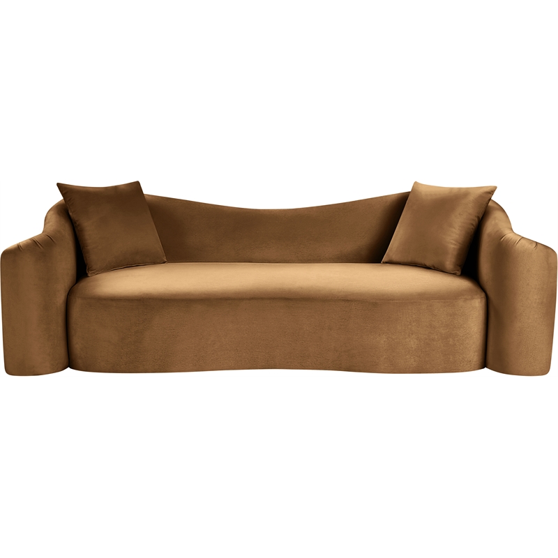 Bowery Hill Contemporary Rich Curves Saddle Durable Velvet Sofa